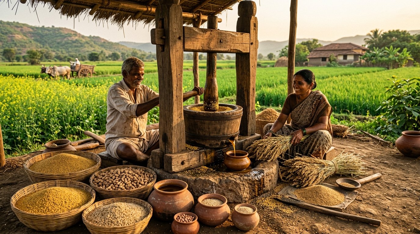 Traditional Cold-Pressed Oil Extraction at Akshaya Patra Organics