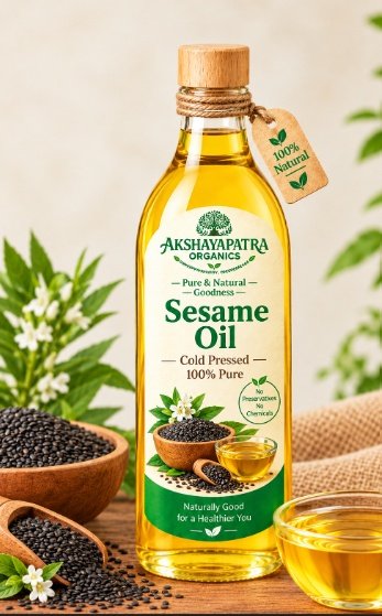 Pure sesame oil bottle